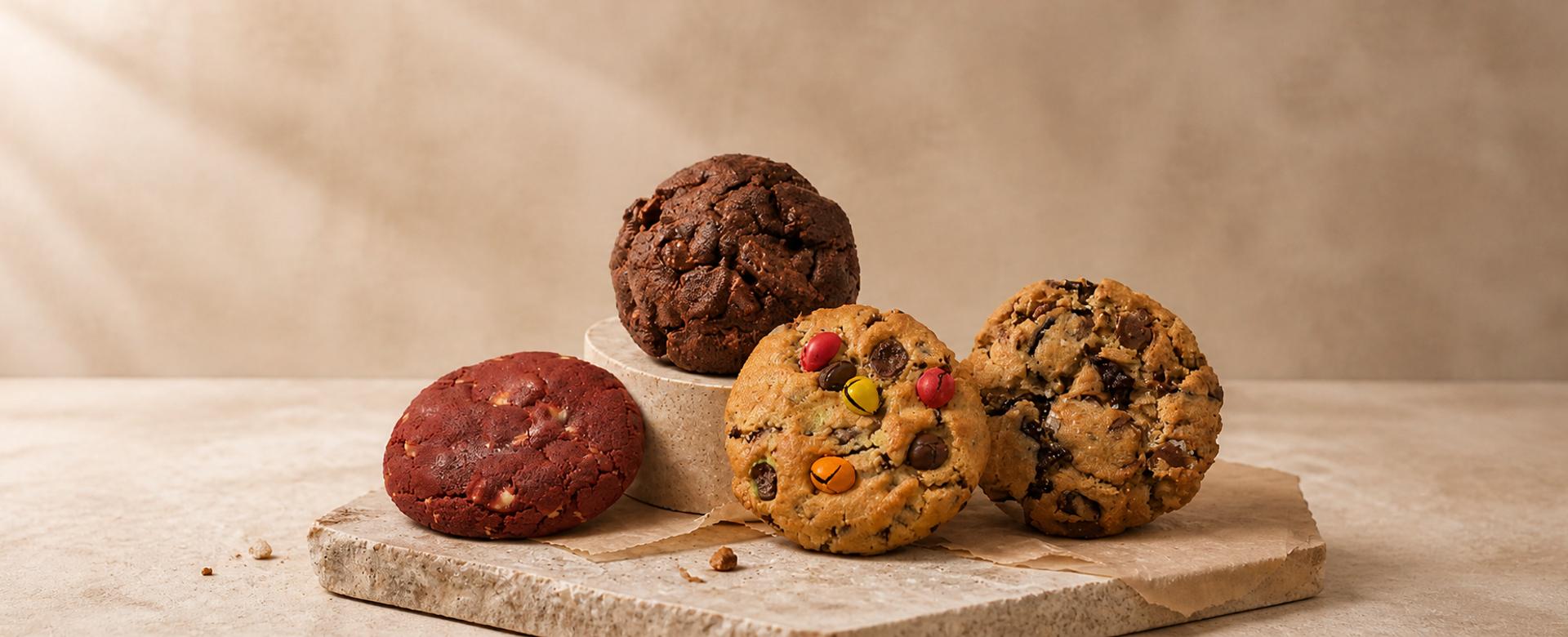 Classic handmade cookies on marble stone