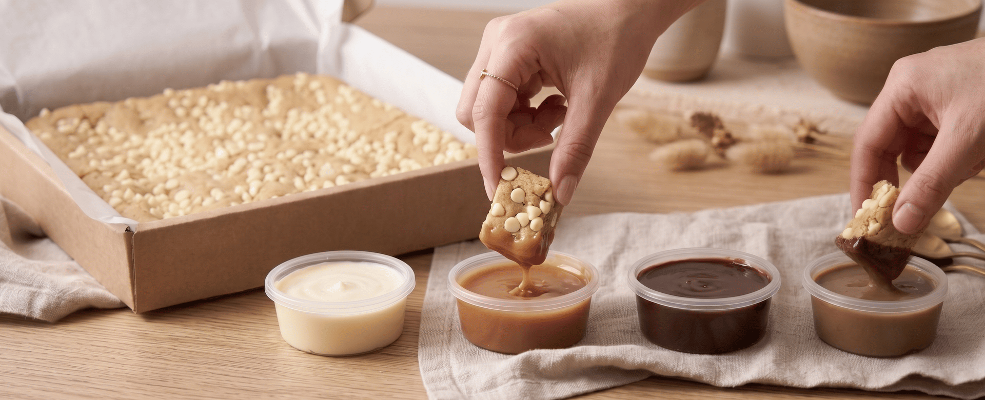 Cookie dipping box with chocolate dips